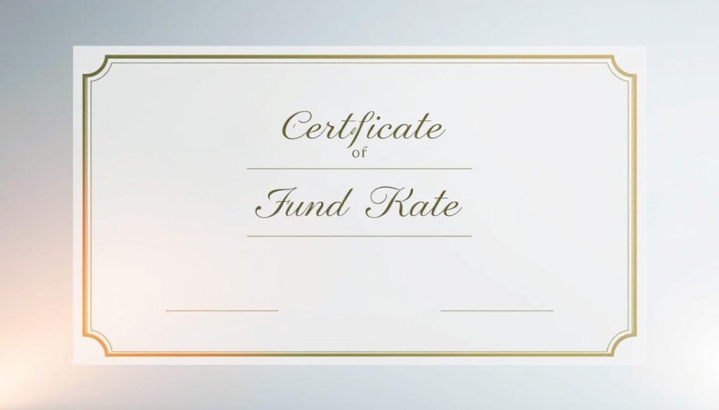 A certificate design with a clean, professional appearance. In the foreground, a simple yet elegant certificate layout with a minimalist border and cursive title text. The middle ground features a subtle watermark texture or pattern, adding depth and visual interest. The background has a soft, gradient color scheme in shades of blue or gray, creating a calming, formal atmosphere. Lighting is soft and diffused, casting a warm glow on the design. The overall impression is one of quality, authority, and academic achievement, suitable for recognizing student accomplishments.